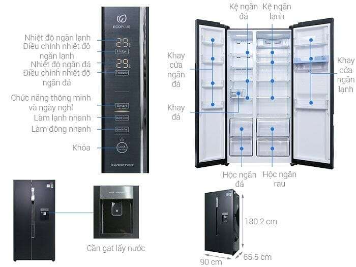 Tủ lạnh Aqua 500 lít Inverter AQR-I565AS BS
