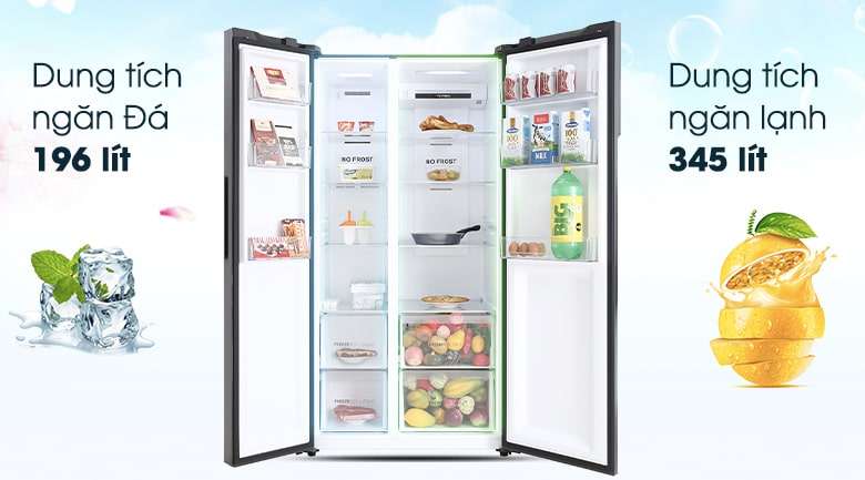 Tủ lạnh Aqua AQR-XA541XL ( BL ) dùng tích tổng là 541 lít, thích hợp với gia đình từ 4 đến 5 thành viên
