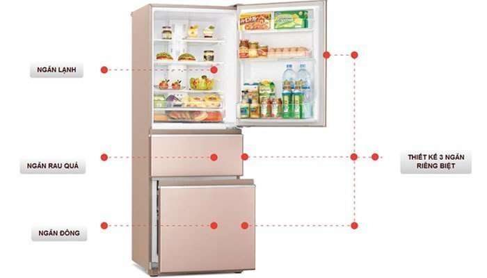 Với dung tích lên đến 326 lít, tủ lạnh Mitsubishi Electric MR-CX41EJ được trang bị nhiều ngăn kệ