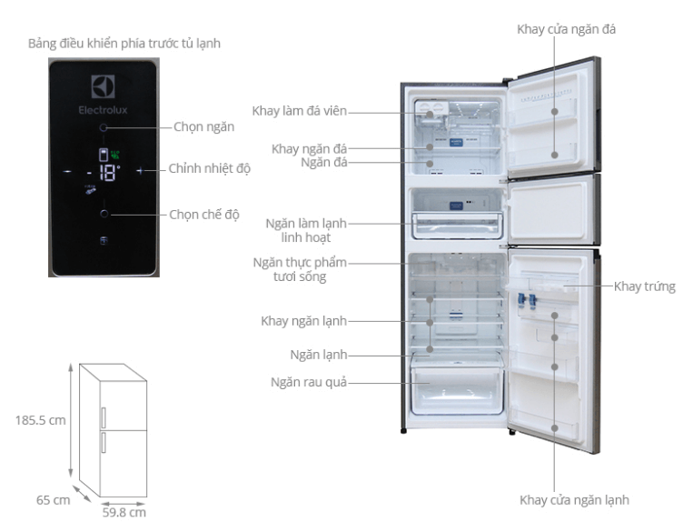Tủ lạnh electrolux EME3500M với công nghệ inverter hiện đại.
