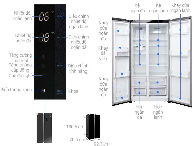 Tủ lạnh side by side Electrolux ESE6201BG Inverter 636 lít 