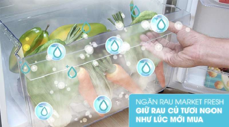 Ngăn FreshMarket giúp bảo quan rau củ tươi ngon lâu hơn - Tủ lạnh Electrolux Inverter 211 lít ETB2100MG