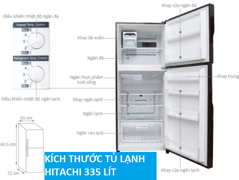 Tủ lạnh side by side Hitachi 335 lít R-VG400PGV3 GBW