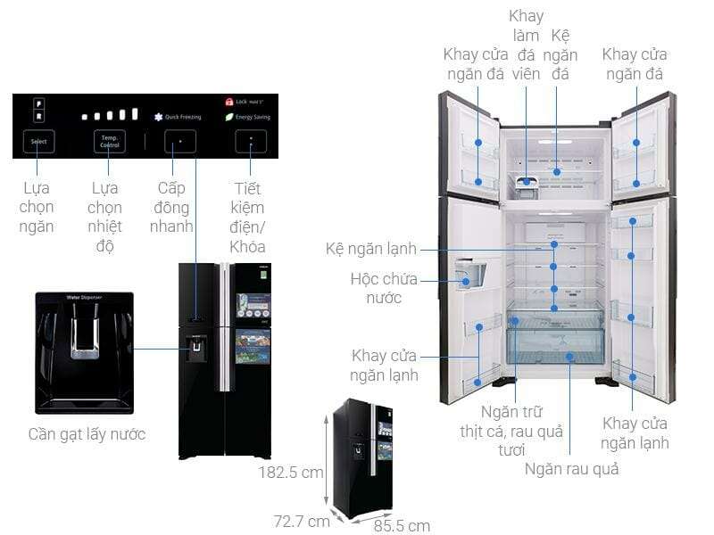 Tủ lạnh Inverter Hitachi R-FW690PGV7 GBK