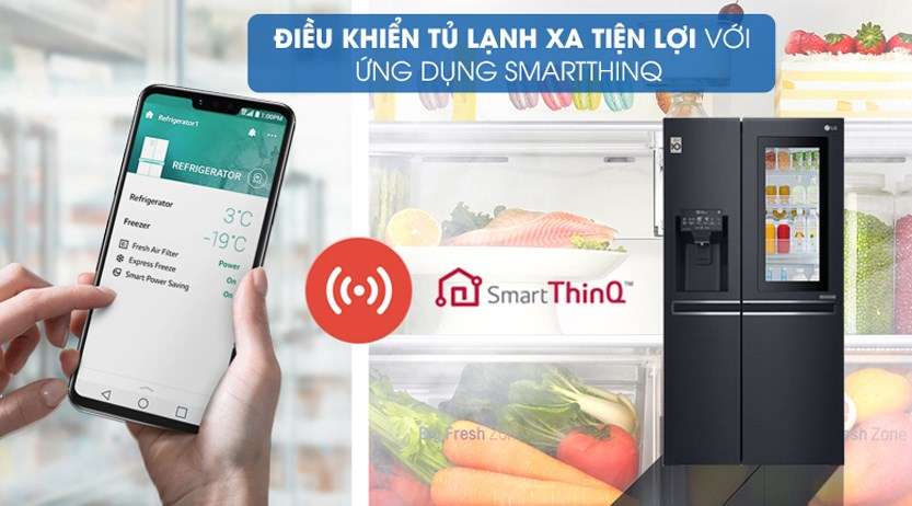 11. Kiểm soát tủ lạnh từ xa qua điện thoại nhờ ứng dụng thông minh LG ThinQ