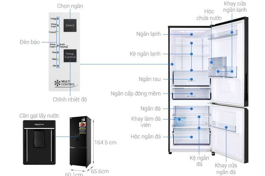 Cấu tạo tủ lạnh Panasonic NR-BV320WKVN