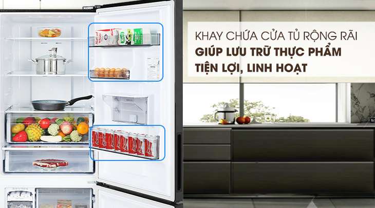 Khay chứa cửa tủ rộng rãi - tủ lạnh Panasonic NR-BX0WKVN