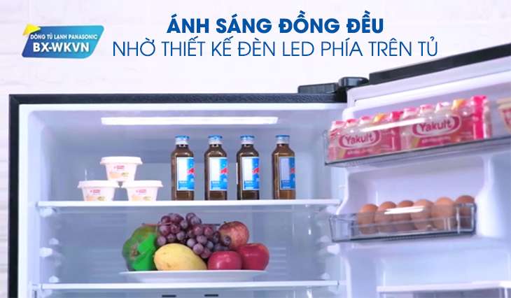 Thiết kế đèn LED phía trên - tủ lạnh Panasonic NR-BX0WKVN