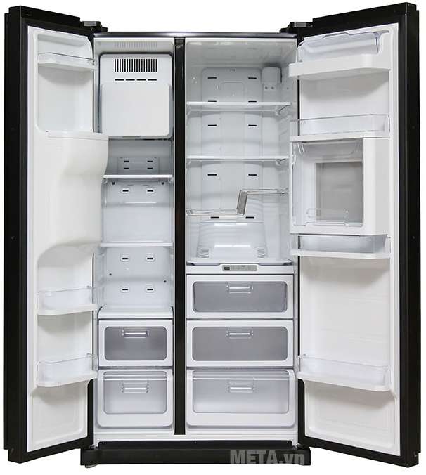 Tủ lạnh side by side 518 lít Samsung RSH5ZLMR1 với hệ thống khay kính chịu lực.