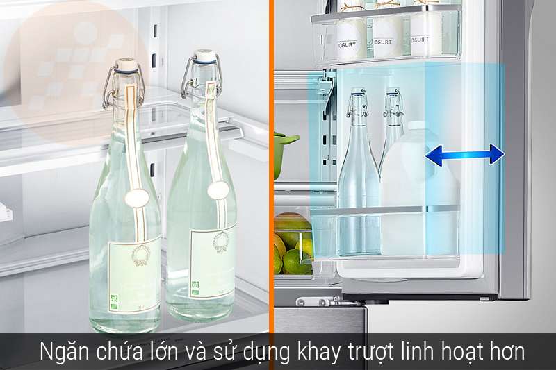 Khay chứa thiết kế di động để bạn có thể gập vào tạo thêm nhiều không gian - Tủ lạnh Samsung Inverter 564 lít RF56K9041SG/SV