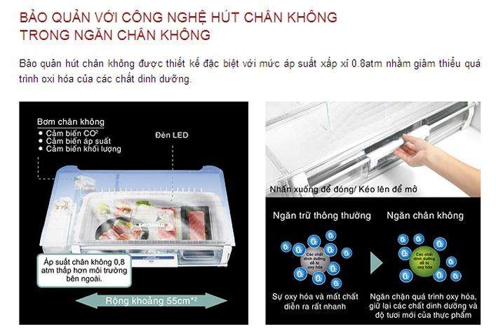 Tủ lạnh SBS Hitachi 6 cánh E6200V (XK) 657 Lít (Màu gương đen)