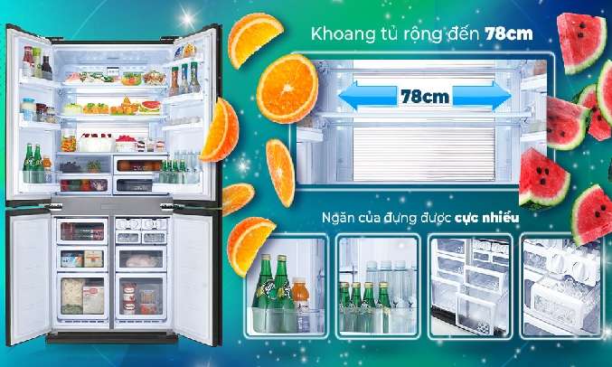 Tủ lạnh Sharp Inverter 605 lít SJ-FX688VG-RD | Nguyễn Kim