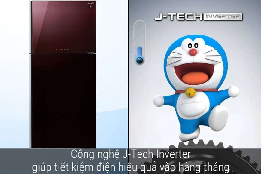 7. Tủ lạnh Sharp SJXP660PGMR | tiết kiệm điện với công nghệ J-Tech Inverter
