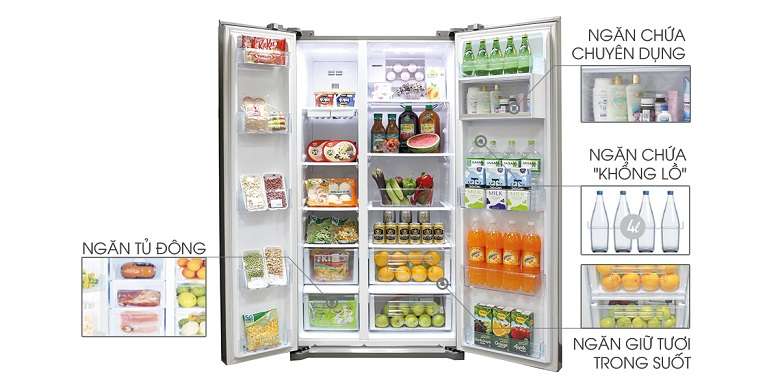Hệ thống khay chứa chuyên dụng bên trong tủ lạnh