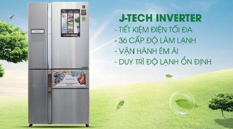 Tiết kiệm năng lượng với công nghệ J-Tech Inverter - Tủ lạnh Sharp Inverter 758 lít SJ-F5X76VM-SL