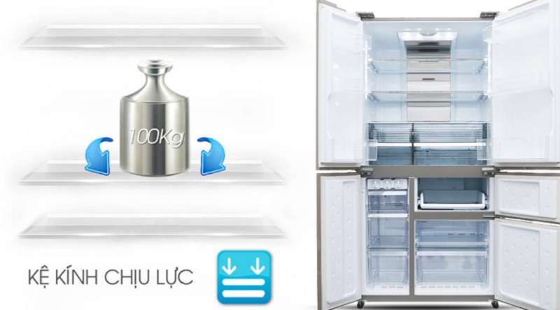 Khay chứa chịu lực bền bỉ - Tủ lạnh Sharp Inverter 758 lít SJ-F5X76VM-SL
