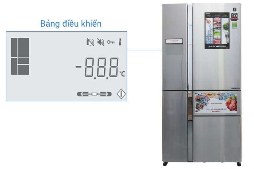 Tủ lạnh Sharp Inverter SJ-F5X76VM-SL có bảng điều khiển cảm ứng