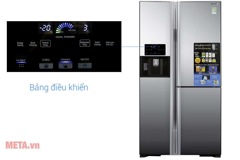 Tủ lạnh side by side 3 cánh Hitachi R-FM800GPGV2X (MIR) 584 lít