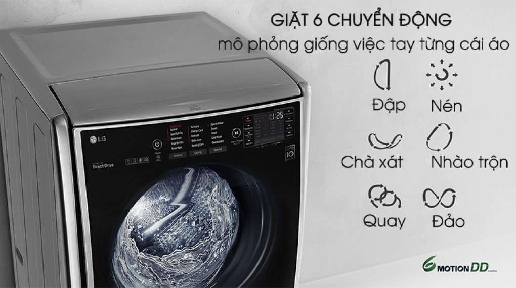 Máy giặt LG Twinwash Inverter F2721HTTV & T2735NWLV - Công nghệ giặt mô phỏng bàn tay con người