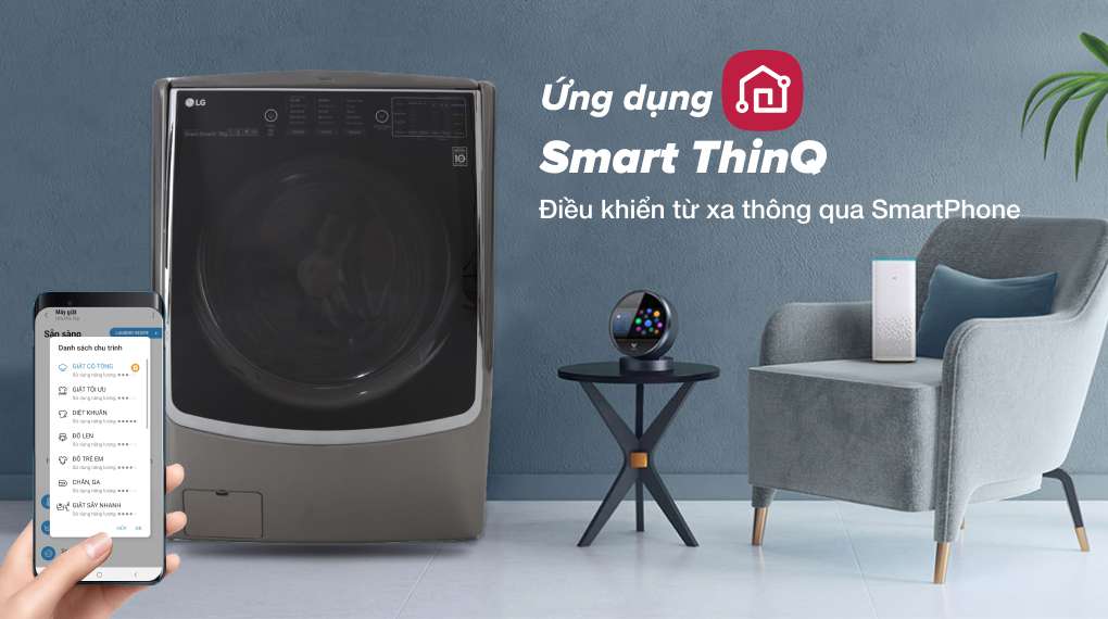 Máy giặt sấy LG Inverter 21 kg F2721HTTV - Ứng dụng Smart ThinQ