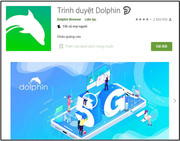 Tải về và cài đặt trình duyệt Dolphin Browser.
