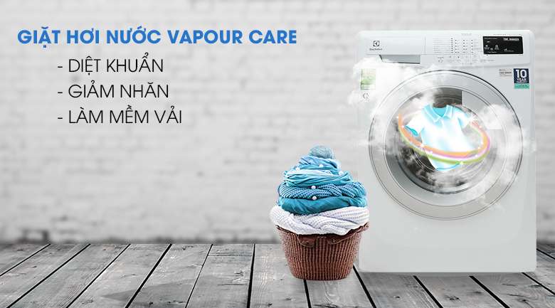 Giặt hơi nước Vapour Care - Máy giặt Electrolux 8 Kg EWF12844
