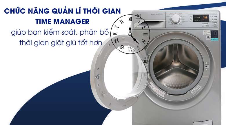 Chức năng quàn lí thời gian Time Manager - Máy giặt Electrolux Inverter 8 kg EWF12853S