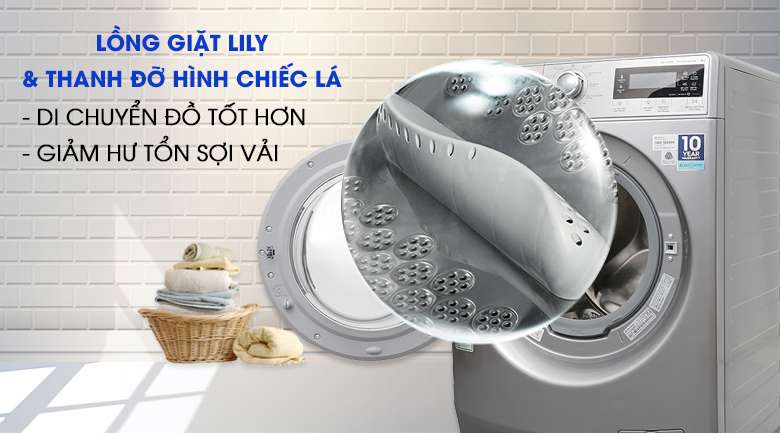 Lồng giặt Lily & thanh đỡ hình chiếc lá - Máy giặt Electrolux Inverter 9kg EWF12938S