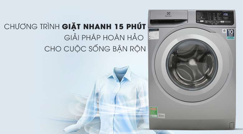 Giặt nhanh 15 phút - Máy giặt Electrolux Inverter 9 Kg EWF9025BQSA
