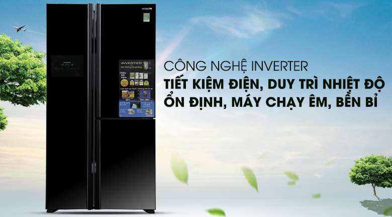 Công nghệ Inverter vận hành êm ái, ổn định - Tủ lạnh Hitachi Inverter 600 lít R-M700PGV2 GBK