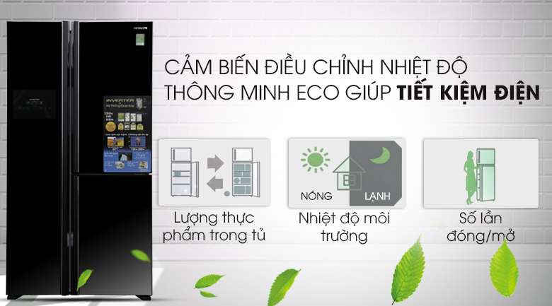 Cảm biết Eco tiết kiệm tối ưu năng lượng - Tủ lạnh Hitachi Inverter 600 lít R-M700PGV2 GBK