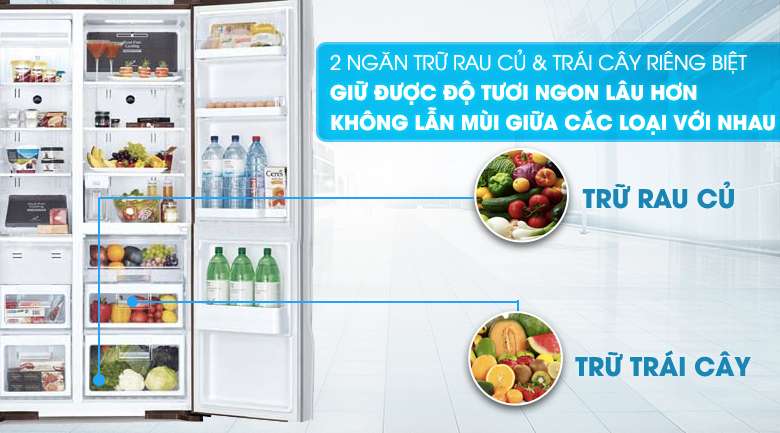 Ngăn bảo quản rau củ tiện lợi - Tủ lạnh Hitachi Inverter 589 lít R-S700GPGV2 GS
