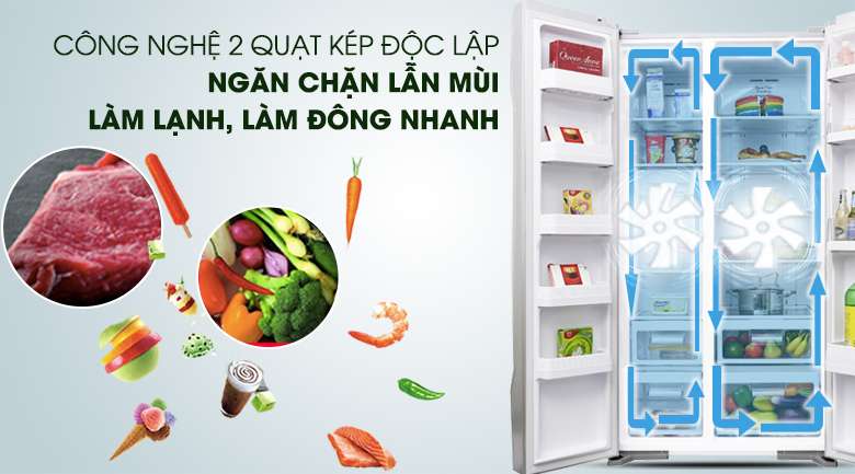 Hệ thống làm lạnh độc lập hiện đại - Tủ lạnh Hitachi Inverter 605 lít R-S700PGV2 GS