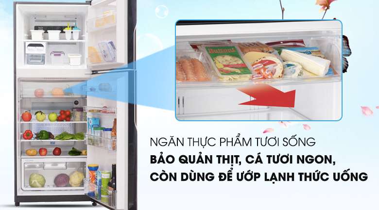 Ngăn bảo quản chuyên cho các thực phẩm tươi sống - Tủ lạnh Hitachi Inverter 335 lít R-VG400PGV3 GBK