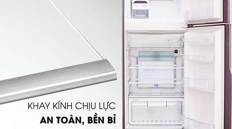 Khay kính an toàn bền bỉ - Tủ lạnh Hitachi Inverter 365 lít R-VG440PGV3 GBW