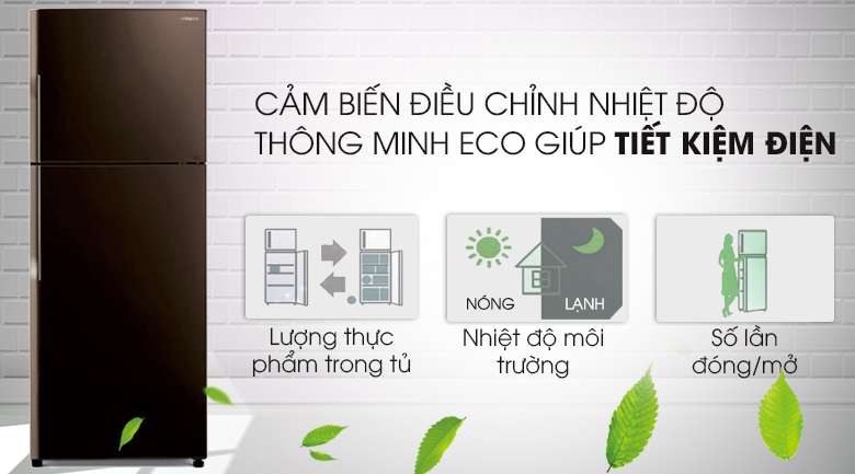 Cảm biến Eco tiết kiệm năng lượng tối ưu - Tủ lạnh Hitachi Inverter 365 lít R-VG440PGV3 GBW