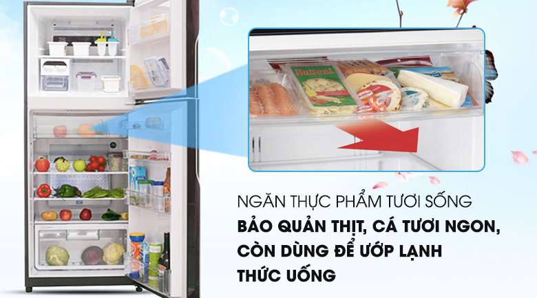 Ngăn chứa chuyên cho thực phẩm tươi sống - Tủ lạnh Hitachi Inverter 365 lít R-VG440PGV3 GBW
