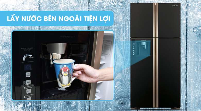 Khay lấy nước bên ngoài tiện lợi  - Tủ lạnh Hitachi Inverter 540 lít R-W660FPGV3X GBK