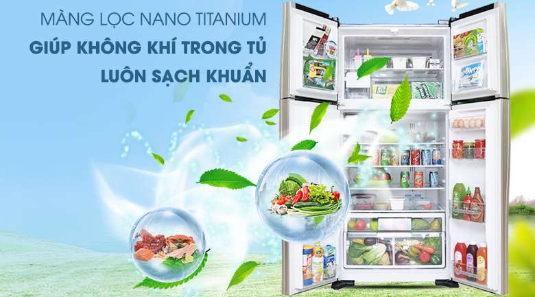 Lọc sạch không khí với màng lọc Nano Titanium - Tủ lạnh Hitachi Inverter 540 lít R-W660FPGV3X GBK