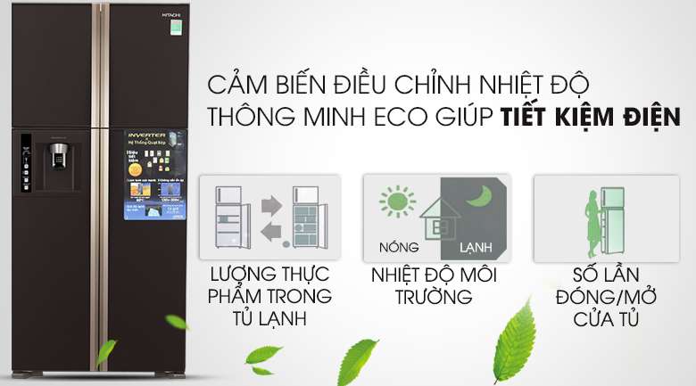 Cảm biến thông minh Eco tiết kiệm điện - Tủ lạnh Hitachi Inverter 540 lít R-W660FPGV3X GBW