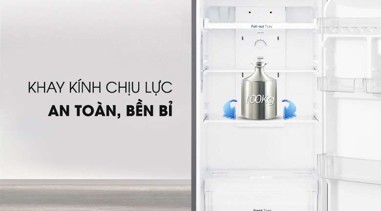 Khay kính chịu tải lớn - Tủ lạnh LG Inverter 315 lít GN-L315PN