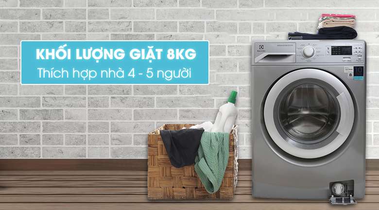 Khối lượng giặt - Máy giặt Electrolux Inverter 8 kg EWF12853S