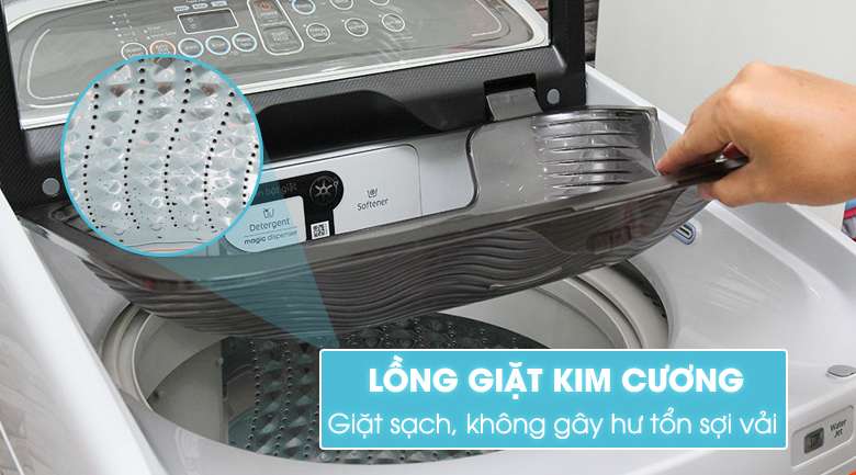 Lồng giặt kim cương - Máy giặt Samsung 9 kg WA90J5710SG/SV