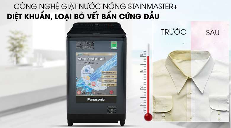 Máy giặt Panasonic Inverter 12.5 Kg NA-FD12VR1BV - Diệt khuẩn, đánh bay vết bẩn cứng đầu với công nghệ giặt nóng StainMaster+
