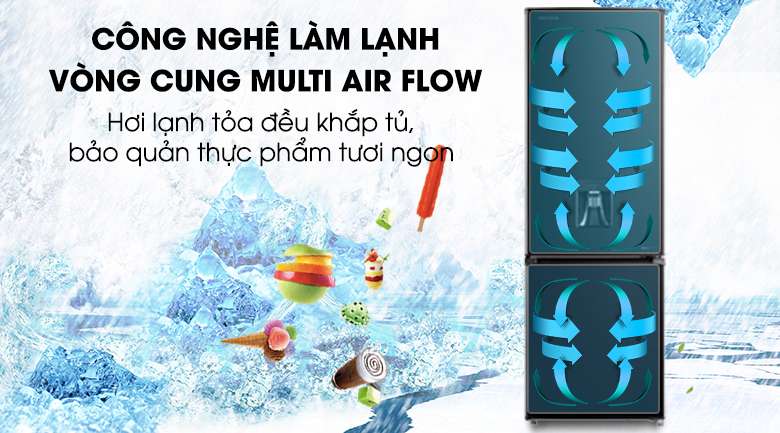 Tủ lạnh Toshiba GR-RB345WE-PMV(30)-BS - làm lạnh vòng cung Multi Air Flow