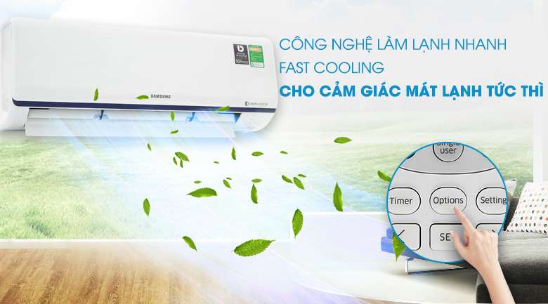 Làm lạnh nhanh - Máy lạnh Samsung Inverter 1 HP AR10RYFTAURNSV