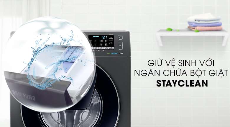 Ngăn chứa bột giặt Stayclean - Máy giặt Samsung Addwash Inverter 9 kg WW90K54E0UX/SV