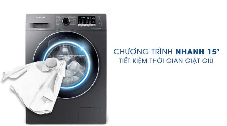 Giặt nhanh 15 phút - Máy giặt Samsung Addwash Inverter 9 kg WW90K54E0UX/SV