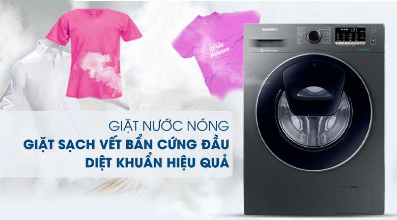 Giặt nước nóng - Máy giặt Samsung Addwash Inverter 9 kg WW90K54E0UX/SV