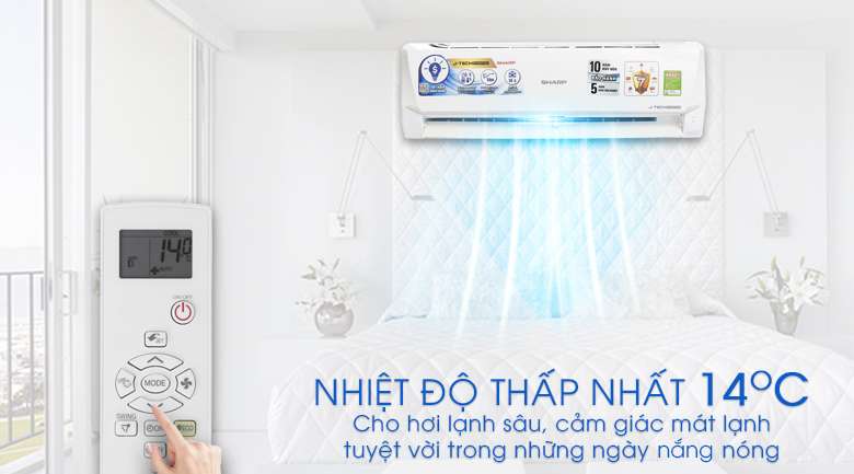 14 độ C - Máy lạnh Sharp Inverter 2 HP AH-X18VEW